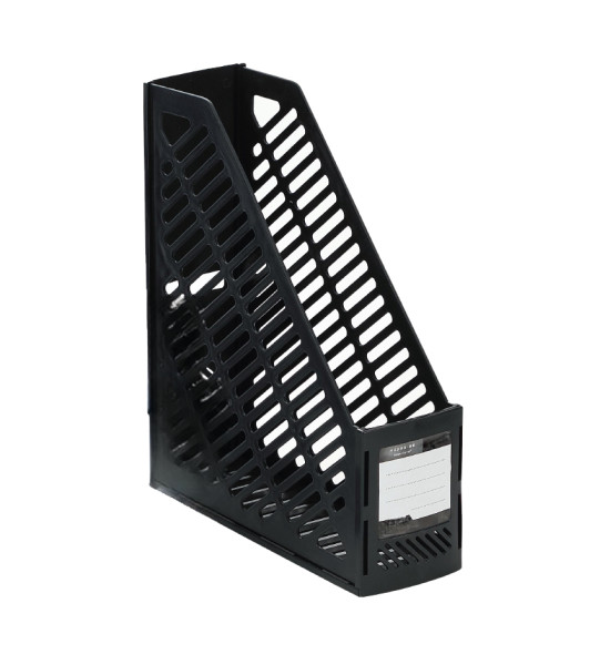 Revistero, Plástico (PP), 1 Compartimento, (32 cm Alto x 8 cm Ancho x 26.5 cm Prof.), Negro. Unidad